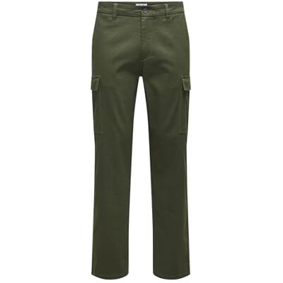 22031142-4617238 ONLY & SONS Onsnicky Cargo Straight 0241 Pant, olive night, 36W / 34L 22031142-4617238 ONLY & SONS Onsnicky Cargo Straight 0241 Pant, olive night, 36W / 34L