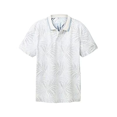 1036441 TOM TAILOR Męska koszulka polo z nadrukiem na całej powierzchni, 31838 – Light Blue Tonal Leaf Design, L 1036441 TOM TAILOR Męska koszulka polo z nadrukiem na całej powierzchni, 31838 – Light Blue Tonal Leaf Design, L