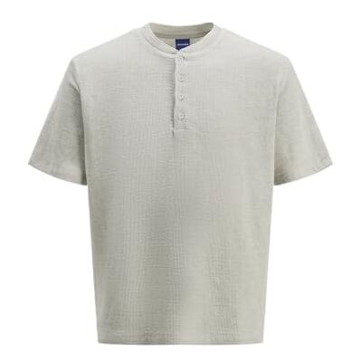 12280537-4794836 JACK & JONES Jorformentera Henley Tee SS Crew Neck męska koszulka z okrągłym dekoltem, jasnoszary melanżowy, S 12280537-4794836 JACK & JONES Jorformentera Henley Tee SS Crew Neck męska koszulka z okrągłym dekoltem, jasnoszary melanżowy, S