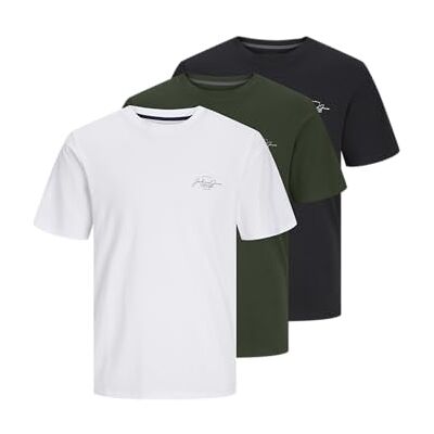 12267680 JACK & JONES T-shirt męski, Kombu Green/Pack: Small W. White+Black, S 12267680 JACK & JONES T-shirt męski, Kombu Green/Pack: Small W. White+Black, S