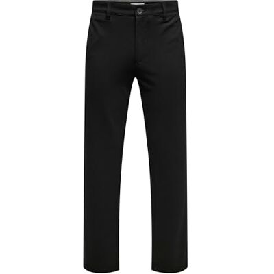 22033199 Only & Sons Męskie Onsmark Normal Geschnitten Chino Hose Spodnie męskie, czarny, 34W / 34L 22033199 Only & Sons Męskie Onsmark Normal Geschnitten Chino Hose Spodnie męskie, czarny, 34W / 34L