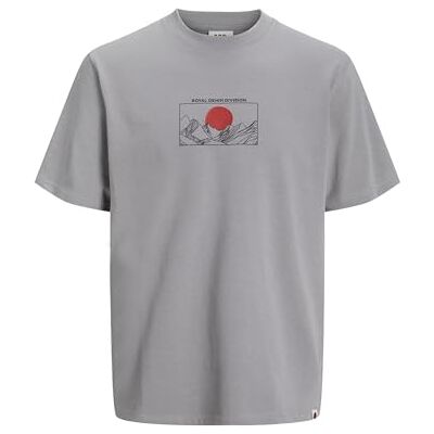 12270022-4655752 Jack & Jones męski T-shirt z nadrukiem, okrągły dekolt, Frost Gray, S 12270022-4655752 Jack & Jones męski T-shirt z nadrukiem, okrągły dekolt, Frost Gray, S