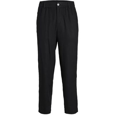 12253120 JACK & JONES JPSTKARL JJLAWRENCE Linen Chino SN, Czarny onyks, S 12253120 JACK & JONES JPSTKARL JJLAWRENCE Linen Chino SN, Czarny onyks, S
