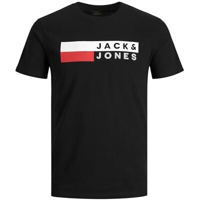 12158505 Jack & Jones Koszulki z okrągłym dekoltem w rozmiarze plus size z nadrukiem logo Oversize, Kolor czarny, 7XL 12158505 Jack & Jones Koszulki z okrągłym dekoltem w rozmiarze plus size z nadrukiem logo Oversize, Kolor czarny, 7XL