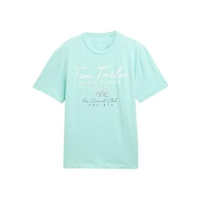 1046715 TOM TAILOR T-shirt męski z nadrukiem, 37105 jasnozielony miętowy, L 1046715 TOM TAILOR T-shirt męski z nadrukiem, 37105 jasnozielony miętowy, L