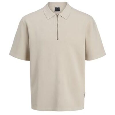 12272467-4694950 Jack & Jones Jcorecharge Knit Zip Polo, Moonbeam, M 12272467-4694950 Jack & Jones Jcorecharge Knit Zip Polo, Moonbeam, M