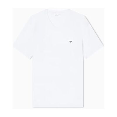 EM000380AF14133U0002 EMPORIO ARMANI Man's Essential Bawełniany T-shirt z dekoltem w serek, biały, S, dopasowany, biały, S EM000380AF14133U0002 EMPORIO ARMANI Man's Essential Bawełniany T-shirt z dekoltem w serek, biały, S, dopasowany, biały, S