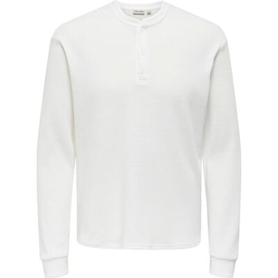 22034267-4779999 Onstobie Reg Ls Henley Tee Noos, Bright White, XL 22034267-4779999 Onstobie Reg Ls Henley Tee Noos, Bright White, XL