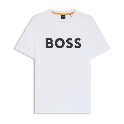50481923 BOSS Thinking 1 t-shirt męski z bawełnianego dżerseju z gumowanym nadrukiem logo, White100, 4XL 50481923 BOSS Thinking 1 t-shirt męski z bawełnianego dżerseju z gumowanym nadrukiem logo, White100, 4XL
