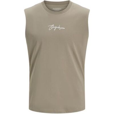 12278131-4767072 JACK & JONES Koszulka męska Jorscript Sl Crew Neck SMU, Silver, S 12278131-4767072 JACK & JONES Koszulka męska Jorscript Sl Crew Neck SMU, Silver, S