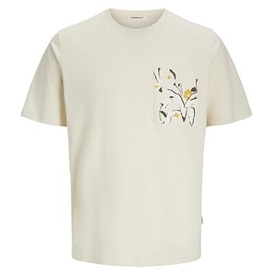 12277276-4758727 JACK & JONES Jortavira AOP Pocket Tee Ss Crew Neck męska koszulka z krótkim rękawem, Antique White, XL 12277276-4758727 JACK & JONES Jortavira AOP Pocket Tee Ss Crew Neck męska koszulka z krótkim rękawem, Antique White, XL