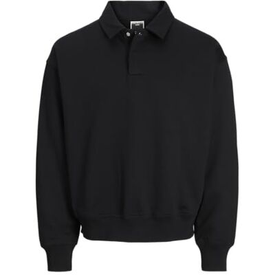 12273010-4701992 Jack & Jones Jcoconcrete Polo Sweat, czarny, M 12273010-4701992 Jack & Jones Jcoconcrete Polo Sweat, czarny, M