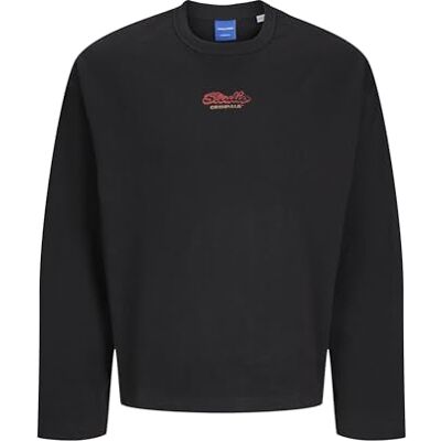 12274538-4719040 Jack & Jones Jorretiro Back Sweat Crew Neck Se25, czarny, L 12274538-4719040 Jack & Jones Jorretiro Back Sweat Crew Neck Se25, czarny, L