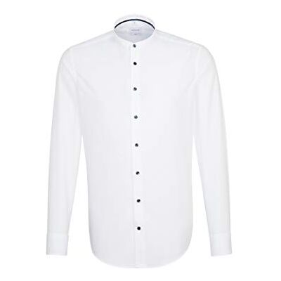 679560-1 Seidensticker Męska bluza biznesowa slim fit – bez prasowania, wąska koszula z kołnierzem Kent – długi rękaw – 100% bawełna, czarna, 36 PL, Biały i niebieski, 37 679560-1 Seidensticker Męska bluza biznesowa slim fit – bez prasowania, wąska koszula z kołnierzem Kent – długi rękaw – 100% bawełna, czarna, 36 PL, Biały i niebieski, 37