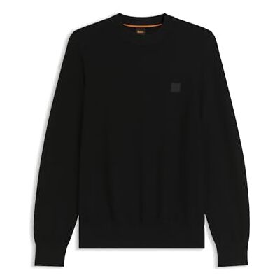 50527584 BOSS Męski sweter z bawełny i kaszmiru Anion S z naszywką z logo, Czarny, M 50527584 BOSS Męski sweter z bawełny i kaszmiru Anion S z naszywką z logo, Czarny, M