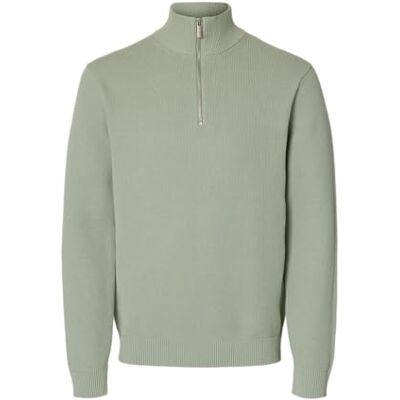 16092601-4884146 SELECTED MEN Slhdane Ls Knit Structure Half Zip Noos, Aqua Gray, L 16092601-4884146 SELECTED MEN Slhdane Ls Knit Structure Half Zip Noos, Aqua Gray, L
