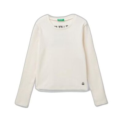 39QFC10K5 United Colors of Benetton Koszulka dla dziewczynek i dziewcząt, Biały, 120 39QFC10K5 United Colors of Benetton Koszulka dla dziewczynek i dziewcząt, Biały, 120