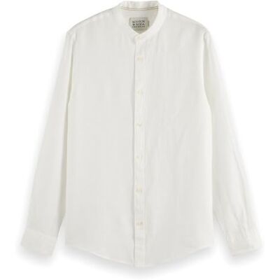 179189 Scotch & Soda Koszulka męska Core-Linen LS Stand Up Collar, Off White, M 179189 Scotch & Soda Koszulka męska Core-Linen LS Stand Up Collar, Off White, M