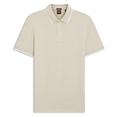 50507699 BOSS Męska koszulka polo Passertip Slim-Fit ze spranej elastycznej bawełny piqué, Light Beige271, S 50507699 BOSS Męska koszulka polo Passertip Slim-Fit ze spranej elastycznej bawełny piqué, Light Beige271, S