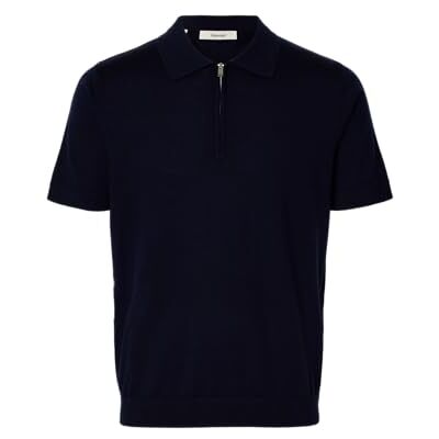 16099690-4884243 SELECTED MEN Slhtray Ss Knit Half Zip Polo Noos, granatowy blezer, L 16099690-4884243 SELECTED MEN Slhtray Ss Knit Half Zip Polo Noos, granatowy blezer, L