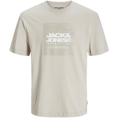 12264029 JACK & JONES Męska koszulka Jcoaero z nadrukiem z przodu z krótkim rękawem, Moonbeam, S 12264029 JACK & JONES Męska koszulka Jcoaero z nadrukiem z przodu z krótkim rękawem, Moonbeam, S