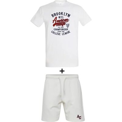 ACEN230 Blanc Taille XL AMERICAN COLLEGE USA 2-częściowy zestaw koszul + szorty mieszane, biały, TG ACEN230 Blanc Taille XL AMERICAN COLLEGE USA 2-częściowy zestaw koszul + szorty mieszane, biały, TG