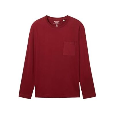 1043414 TOM TAILOR Męski Basic Longsleeve z kieszenią na piersi, 13721 Burgundy Dark Red, M 1043414 TOM TAILOR Męski Basic Longsleeve z kieszenią na piersi, 13721 Burgundy Dark Red, M