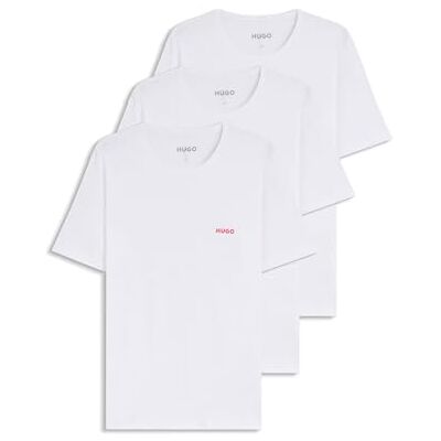 50493972 HUGO Męski T-shirt RN Triplet P, trójpak, z bawełny, z nadrukiem logo, White100, XXL 50493972 HUGO Męski T-shirt RN Triplet P, trójpak, z bawełny, z nadrukiem logo, White100, XXL