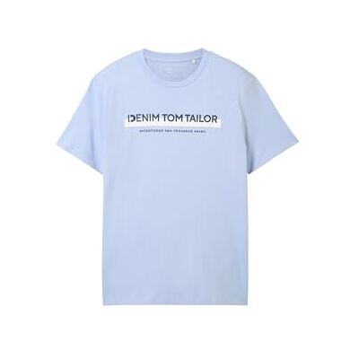 1037653 TOM TAILOR Denim Męski t-shirt slim fit z nadrukiem logo z bawełny, 11486 Brunnera Blue, M 1037653 TOM TAILOR Denim Męski t-shirt slim fit z nadrukiem logo z bawełny, 11486 Brunnera Blue, M