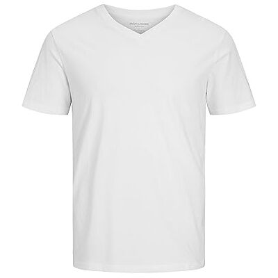 12156102 JACK & JONES Męski T-shirt jednokolorowy, biały, L 12156102 JACK & JONES Męski T-shirt jednokolorowy, biały, L