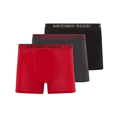 AR-3 ANTONIO ROSSI Męskie dopasowane bokserki hipsterskie męskie bokserki wielopak z elastycznym paskiem bogata w bawełnę, wygodna bielizna męska, Czarny/czerwony/niebieski (3 szt.), S AR-3 ANTONIO ROSSI Męskie dopasowane bokserki hipsterskie męskie bokserki wielopak z elastycznym paskiem bogata w bawełnę, wygodna bielizna męska, Czarny/czerwony/niebieski (3 szt.), S