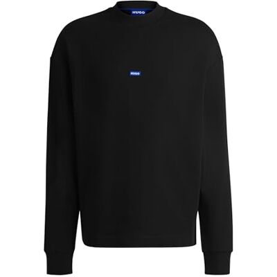 50522359 HUGO Męska bluza Nedro z bawełny frotte z niebieskim logo, czarny1, S 50522359 HUGO Męska bluza Nedro z bawełny frotte z niebieskim logo, czarny1, S