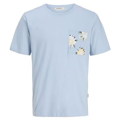 12277276-4758726 JACK & JONES Jortavira AOP Pocket Tee Ss Crew Neck męska koszulka z krótkim rękawem, Skyway, M 12277276-4758726 JACK & JONES Jortavira AOP Pocket Tee Ss Crew Neck męska koszulka z krótkim rękawem, Skyway, M