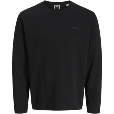 12282697-4823939 JACK & JONES Jcofusion Interlock Tee Ls Crew Neck, czarny, XS 12282697-4823939 JACK & JONES Jcofusion Interlock Tee Ls Crew Neck, czarny, XS