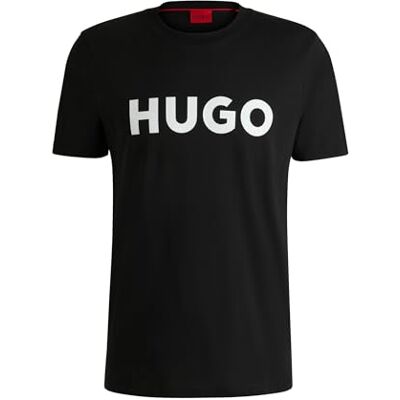 50467556 HUGO Męski T-shirt Dulivio Regular -Fit z bawełnianego dżerseju z kontrastowym logo, Schwarz002, XL 50467556 HUGO Męski T-shirt Dulivio Regular -Fit z bawełnianego dżerseju z kontrastowym logo, Schwarz002, XL