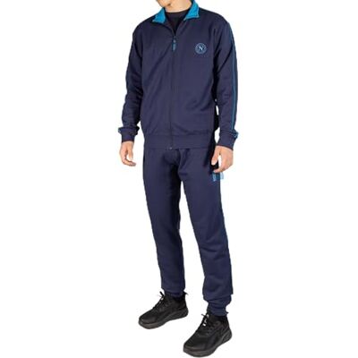 PIGN F10 hermet SSC Napoli, piżama Homewear w bluzie Garzata dla dorosłych, bluza z zamkiem błyskawicznym i spodnie ze sznurkiem w talii, z logo Neapolu, niebieski, rozmiar L, Niebieska, L PIGN F10 hermet SSC Napoli, piżama Homewear w bluzie Garzata dla dorosłych, bluza z zamkiem błyskawicznym i spodnie ze sznurkiem w talii, z logo Neapolu, niebieski, rozmiar L, Niebieska, L
