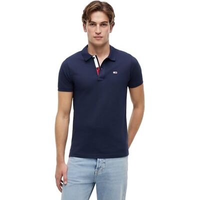 DM0DM15370 Tommy Jeans Męskie koszulki polo S/S, Ciemna granatowa, L DM0DM15370 Tommy Jeans Męskie koszulki polo S/S, Ciemna granatowa, L