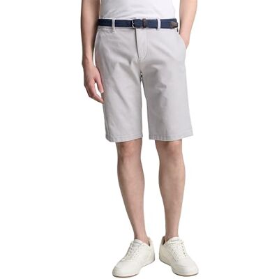 1044707 TOM TAILOR Męskie szorty chinosy ze stretchem z paskiem, 37649 White Grey Zigzag Dobby, 40 1044707 TOM TAILOR Męskie szorty chinosy ze stretchem z paskiem, 37649 White Grey Zigzag Dobby, 40