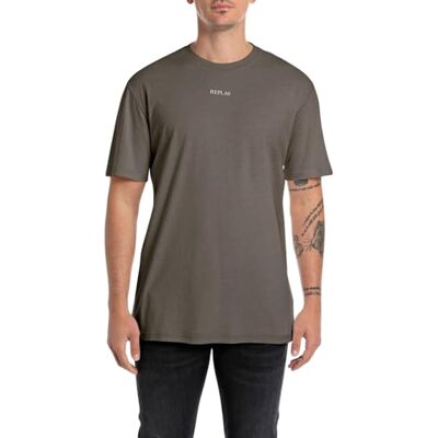 M6918 .000.22524P Replay Męski T-shirt Regular Fit, 393 Wood Grey, XS M6918 .000.22524P Replay Męski T-shirt Regular Fit, 393 Wood Grey, XS