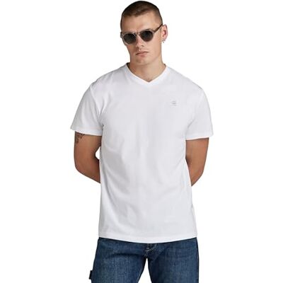 D16412 G-STAR RAW Męski T-shirt Base-s z dekoltem w serek, biały (White 336-110), L D16412 G-STAR RAW Męski T-shirt Base-s z dekoltem w serek, biały (White 336-110), L