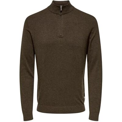 22030094-4783087 ONLY & SONS Onsloui Reg 12 Mel Half Zip Knit Noos, Coffee Bean, XL 22030094-4783087 ONLY & SONS Onsloui Reg 12 Mel Half Zip Knit Noos, Coffee Bean, XL