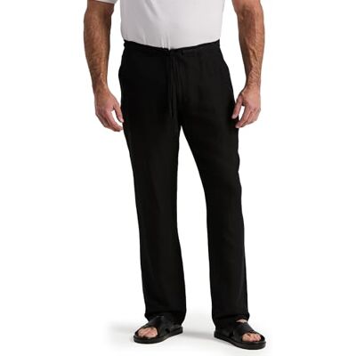 CUBSC03B Cubavera Men's Linen-Blend Pants with Drawstring (Size Small-5X Big & Tall), Jet Black, 1X/32 Inseam CUBSC03B Cubavera Men's Linen-Blend Pants with Drawstring (Size Small-5X Big & Tall), Jet Black, 1X/32 Inseam