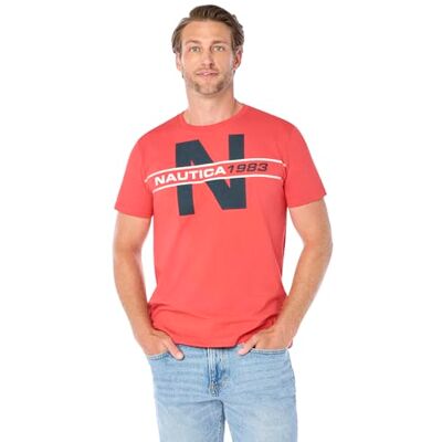 V91808-6SR-L Nautica T-shirt męski, Marynarz czerwony, L V91808-6SR-L Nautica T-shirt męski, Marynarz czerwony, L