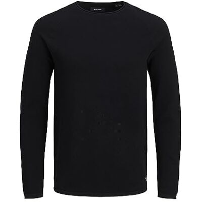 12157321 JACK & JONES Jjehill Knit Crew Neck Noos Sweter Mężczyźni, czarny 321, M 12157321 JACK & JONES Jjehill Knit Crew Neck Noos Sweter Mężczyźni, czarny 321, M