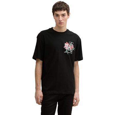 1045040 TOM TAILOR Denim Męski t-shirt z nadrukiem na plecach, 2999 Black, M 1045040 TOM TAILOR Denim Męski t-shirt z nadrukiem na plecach, 2999 Black, M