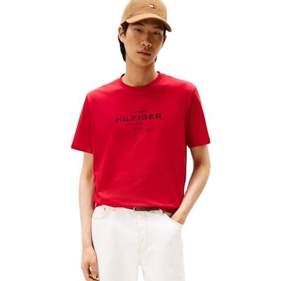 MW0MW40002 Tommy Hilfiger Męska koszulka Hilfiger Stack Graphic TEE S/S, czerwona, XS, Czerwony (średni czerwony), XS MW0MW40002 Tommy Hilfiger Męska koszulka Hilfiger Stack Graphic TEE S/S, czerwona, XS, Czerwony (średni czerwony), XS