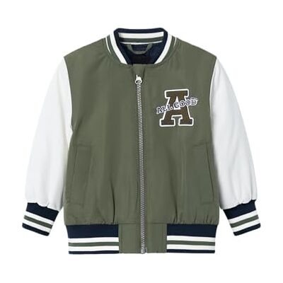 13227839 NAME IT Nmnmain Bomber Jacket PB Unisex Kurtka, Zielony, 110 13227839 NAME IT Nmnmain Bomber Jacket PB Unisex Kurtka, Zielony, 110