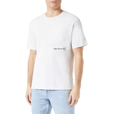 M6815 .000.22662G Replay T-shirt męski o luźnym kroju, 563 Artic Grey, XS M6815 .000.22662G Replay T-shirt męski o luźnym kroju, 563 Artic Grey, XS