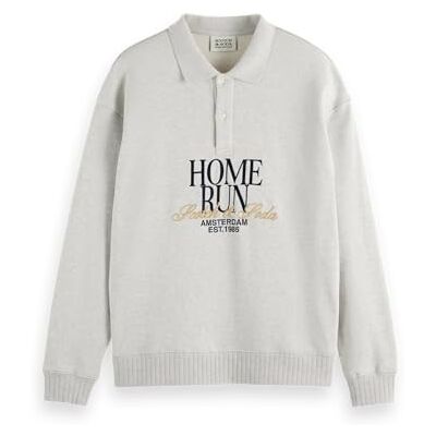 179901 Scotch & Soda Bluza polo Relaxed Fit, Jasnoszary melanż 050, L 179901 Scotch & Soda Bluza polo Relaxed Fit, Jasnoszary melanż 050, L