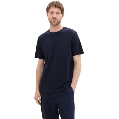 1042510 TOM TAILOR Męski klasyczny T-shirt ze strukturą piqué, 10668 Sky Captain Blue, L 1042510 TOM TAILOR Męski klasyczny T-shirt ze strukturą piqué, 10668 Sky Captain Blue, L